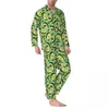 Herren-Nachtwäsche, vegetarisch, Herbst, trendige grüne Avocado, lockere, übergroße Pyjama-Sets, männlich, langärmelig, Kawaii-Nacht-Design, Heimanzug