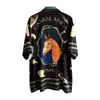 24ss Casablanca Chemises décontractées pour hommes Casablanca Tête de cheval Art Print Texture de soie Col cubain Goutte à manches courtes Chemise à fleurs Été Style mince casablanc