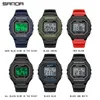 Wristwatches SANDA 2156 Fashion Mens Watch Military Water Resistant Sport Watches Army Big Dial Led Digital Stopwatches For Male