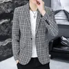 Costumes pour hommes 2024 printemps Plaid Blazer mode coréenne costume vestes hommes vêtements Sslim Fit décontracté affaires robe manteaux Streetwear