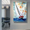 リビングルームのキャンバスの絵画ポスターとプリントのカラフルなボートの壁の写真モダンな風景の家の装飾なしFrame198g