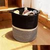 Baby Cribs Modern Handmade Cotton Rope Fabric Diaper Caddy Tote Bag Tassel Decoration Round vävd med inre partitioner 230915 Drop D OTHQ8