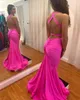 섹시한 자홍색 인어 이브닝 드레스 v 넥 크리스 크로스 크로스 백리스 주름 주름 길이 저녁 파티 가운 주니어 졸업 파티 BC11894