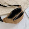 Corduroy talia designerka zamek błyskawiczna klatka piersiowa Travel Girl Pass Bags Pakiet Fashion Pack dla kobiet 240308