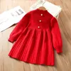 2023 hiver chaud 3 4 5 6 7 8 9 10 12 ans enfants année de Noël anniversaire princesse robe tricotée rouge pour bébé enfants filles 240228