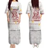 Vestidos de fiesta Diseño de impresión polinesia Ropa de mujer Samoa Pequeño O-cuello Media manga Vestido de doble capa para mujeres Puletasi Hawaiian