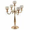 5 Arms Candelabra Home Holiday Decorative Centerpiece Gold Crystal Candle Holders For Dinner Party Candlestick 201202238L