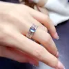 Cluster-Ringe Damen, ganz natürlicher London-Blautopas-Ring, Farbe, ultrahelles Sterlingsilber 925, Verlobungsgeschenk-Boutique