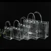 10/20 stks/partij Transparant Zacht PVC Gift Tote Verpakking Zakken met Hand Loop Clear Plastic Handtas Cosmetische Tas 240304