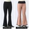 Women's Leggings Women Thermal Flared Yoga With Pockets Skinny Elastic Pants High Waist Push Up Tights Warm Fitness Outwear Trousers