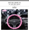 Steering Wheel Covers Car Cover PU Luxury Crystal Crown Studded Rhinestone Leather Diamond