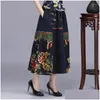 Jupes Faldas Mujer Moda 2024 été élégant Vintage imprimé a-ligne Indie Folk coton lin Harajuku mode ethnique femmes livraison directe Otode