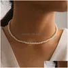 Beaded Necklaces 4Mm 6Mm 8Mm 10Mm Imitation Pearl Gold Plated Chain Chokers For Women Girl Party Club Decor Jewelry Drop Delivery Pend Dhlrt