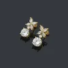 2023 Luxe diamanten stud merklogo graveren sieraden dame studs trendy designer oorbellen roestvrij staal zilver elagant vrouwen sma198h