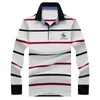 Automne hiver polo haute qualité marque coton hommes polo à manches longues décontracté rayé chemise polo hommes vêtements 240309