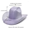 Basker kvinnor lila cowboy hatt western fedora hattar damer mode randiga cowgirls rosa fest jazz bröllop fedoras