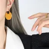 Dangle Earrings 2024 Arrivals Flat Shape Stainless Steel 18K Gold Plated Silver Fan Fashion Wear Matching Hoop Jewelry