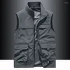 Men's Vests MAN VEST Coats Original High Quality Camping Clothing Hunting Embroidered Multi-pocket Sleeveless Jacket Zip