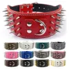 New Style 3 inch Wide 11 Colors Spiked Studded PU Leather Large Dog Collars For Pit bull213j