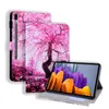 Tablet PC -fodral PAGS PU LÄDER FÖR GALAXY TAB P610 T870 T875 T500 T505 T290 T295 T220 T225 Dual View Angle Cartoon Mönster Kickstand Otcni