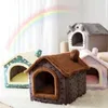 Cat Bed Sleep House Warm Cave Dog Kennel & Removable Cushion Pad Soft Indoor Enclosed Tent Huts Sofa for Pet Cats Kittens Puppy 21285i