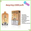 Bang King 15000puff Disposable Vape Authentic Elf Box Vapers Mesh Coil Rechargeable Electronic Cigarettes 10 Flavors SMART SCREEN Oil/Power indicator 0%2%3%5% 15K puff
