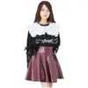 Skirts Japanese Style Sweet Pu Leather Short Skirt For Women 2024 Fall Lolita Cute Wine Red Mini Ladies Drop Delivery Apparel Womens C Otacc