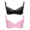 BHs Herren BH Bikini Top Sissy Dessous Bralette Glatte Blumenspitze Männer Drahtfrei mit verstellbaren Trägern Nachtwäsche Tops