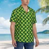 Camisas casuais masculinas trevo trevo praia camisa bonito folha verde verão homem blusas vintage mangas curtas harajuku personalizado diy topos