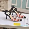 Sandalias clásicas de tacón alto Gladiador 100% cuero verano mujer stiletto zapatos de tacón alto moda sexy letra tela correas de mujer zapatos puntiagudos grande 3