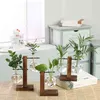 Terrarium hydroponic växt vaser vintage blomkruka transparent vas träram glas bordsskiva växter hem bonsai dekor 210409226y