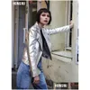 Women'S Leather & Faux Leather Jacket Spring Sier Leather Women Washed Pu Rivets With Belt Bomber Motorcycle Biker Coat Drop Delivery Dhitz