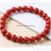 Beaded Uni Natural Stone Red Color Strands Charm Bracelets For Wome Men Lover Birthday Handmade Elastic Jewelry Drop Delivery Dhmyd