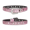 2024 Belts Billts Shinning for Rhinestone Women Pu Leather Strap Western Cowboy Y2K Girls Fashion Belt Jeans Jele Jeans Belt