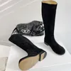 Women High Boots 2024 Luksusowa skóra krowa brązowa czarna czarna zamek o niskim obcasie jakość długiej but jesień zimowy ręcznie robiony but włoska skóra duża podeszwa damska rozmiar 35-40