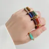 4mm Natural Stone Bar Crystal Beads Rings Amethyst Lapis Lazuli Handmade Gemstone Ring Women Girls Fashion Jewelry