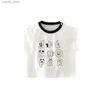 T-shirt 2024 Ins Neonato Estate Neonate T-shirt in cotone senza maniche Impiombato Lettera stampata Infant Girls Tees Ragazze del bambino Top L240311