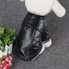 PU Pet Cashmere Warm Leather Coat Jacket Clothes for Dogs Puppy Fashion Costume with Traction Rope Buckle1263z