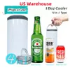 US Warehouse 16oz Sublimation Cooler Tumblers 4 i 1 dubbel vägg rostfritt stål vakuumisolerade kylare med två lock DIY blank 284A