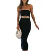 Casual Dresses Yhlzbnh Women s Summer Sticked Midi Dress Axless Cut Out Tube Long Fitted BodyCon Slim Fit