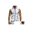 Heren Hoodies Sweatshirts Ele-Choices Zomer Heren Gym Fitness Camouflage Mesh Zip-up Mouwloze tanktop met capuchon Drop Delivery-kleding Cl Otxzg