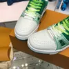 Sapatos Designer Italiano Handmade Personalizado L1 Novo Gradiente Verde Masculino e Feminino Casal Sapatos Casuais