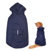 Vestuário para cães 4xl-6xl reflexivo roupas para animais de estimação capa de chuva capa de chuva com furo de trela para cães médios grandes251t