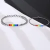 Link pulseiras pulseira arco-íris para homens mulheres corrente de aço inoxidável