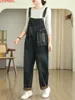 2024 Denim pantalon printemps ample taille haute Streetwear salopette droite personnalité lavé sac combinaison 240227