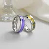 Anéis de pedra natural de aço titânio colorido banda anel de casamento de aço inoxidável para homens mulheres joias da moda