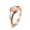 Blomma rosmönster fingerring rostfritt stål 18k guldpläterad högpolsk svansring för kvinnor mode smycken
