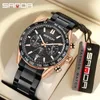 Horloges Sanda 2024 Heren Horloges Top Chronograaf Quartz Horloge Waterdicht Sport Mannen Roestvrij Staal Mannelijke Klok