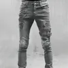 Men's Jeans Zipper Decoration Motorcycle Loose Baggy Hiphop Fashion Washed Streetwear Denim Pants for Men