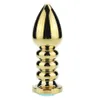 Solid Metal Butt Massager Sex Toys Aluminium Alloy Anal Insigned Golden Butt Plug Anal Pärlor Vuxen Sexprodukt för man kvinnor7130758